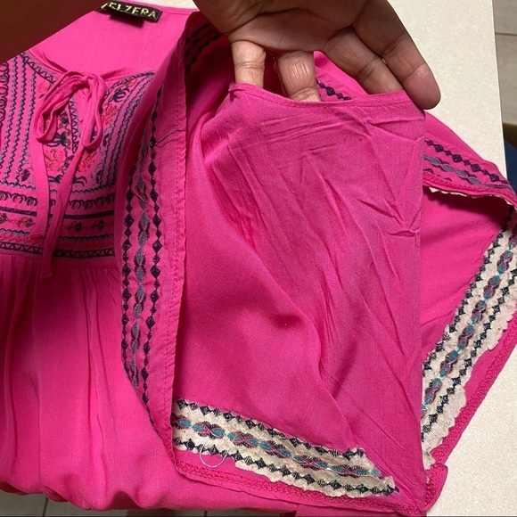 Velzera Top Women’s Size L/XL Pink Embroidered Bohemian Tunic Top - Picture 13 of 13